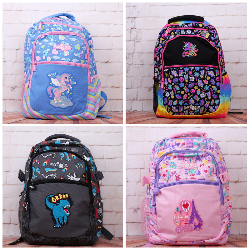 Australian Smiggle Classic Children Cartoon School School Junior High School Junior High School Girls Double Shoulder Ultra Light Decompression and Shoulder Bag