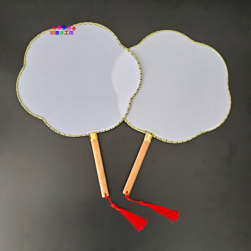 Blank group fan children's handmade diy painting graffiti palace fan banana fan plum fan creative dance embroidery round fan