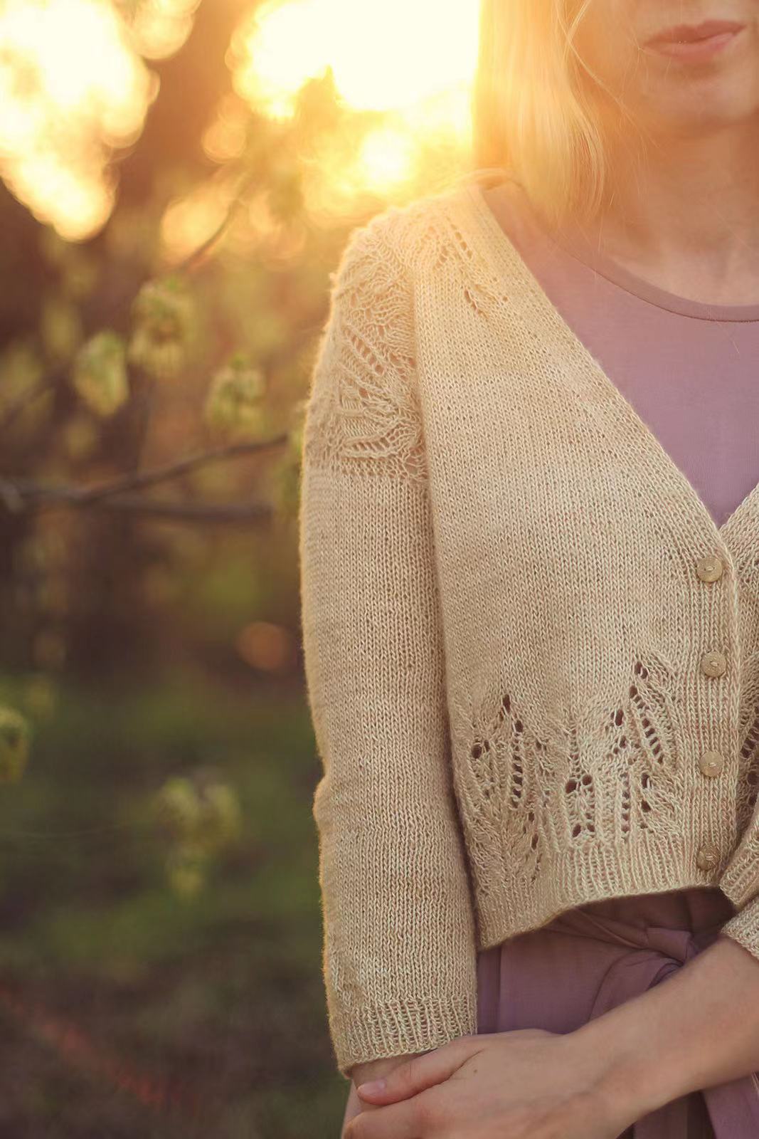 Percy Cardigan Pullover Ladies Sweater Jacket Stick Needle Text Translation Knitting Diagram From Top to Bottom Non-finished Product