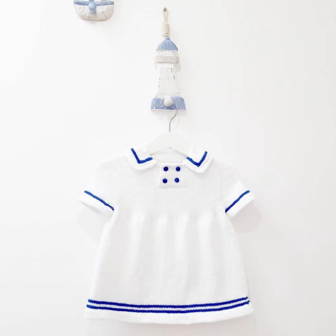 Navy Wind Two-in-one Foreign Dress Blouse Needle Literal Translation Weaving Illustration Unkind Remarks Letterbox