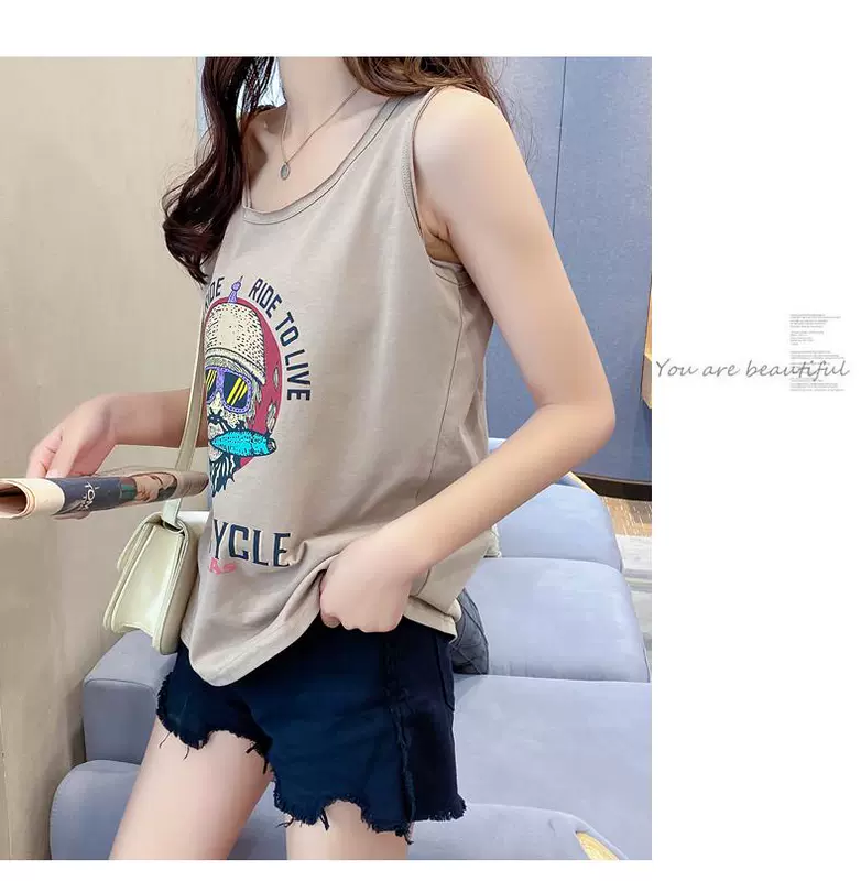 Phong cách đường phố Hồng Kông cộng với size cotton in hoa với áo yếm nữ mùa hè mới gợi cảm mặc ngoài mặc - Áo ba lỗ