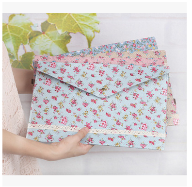 A4 File BAG BUTTON Bag Girls Broken Flowers Felt Cloth Art Bag High Face Value Bags Archive Bag Exam Paper Bag Cashier Bag