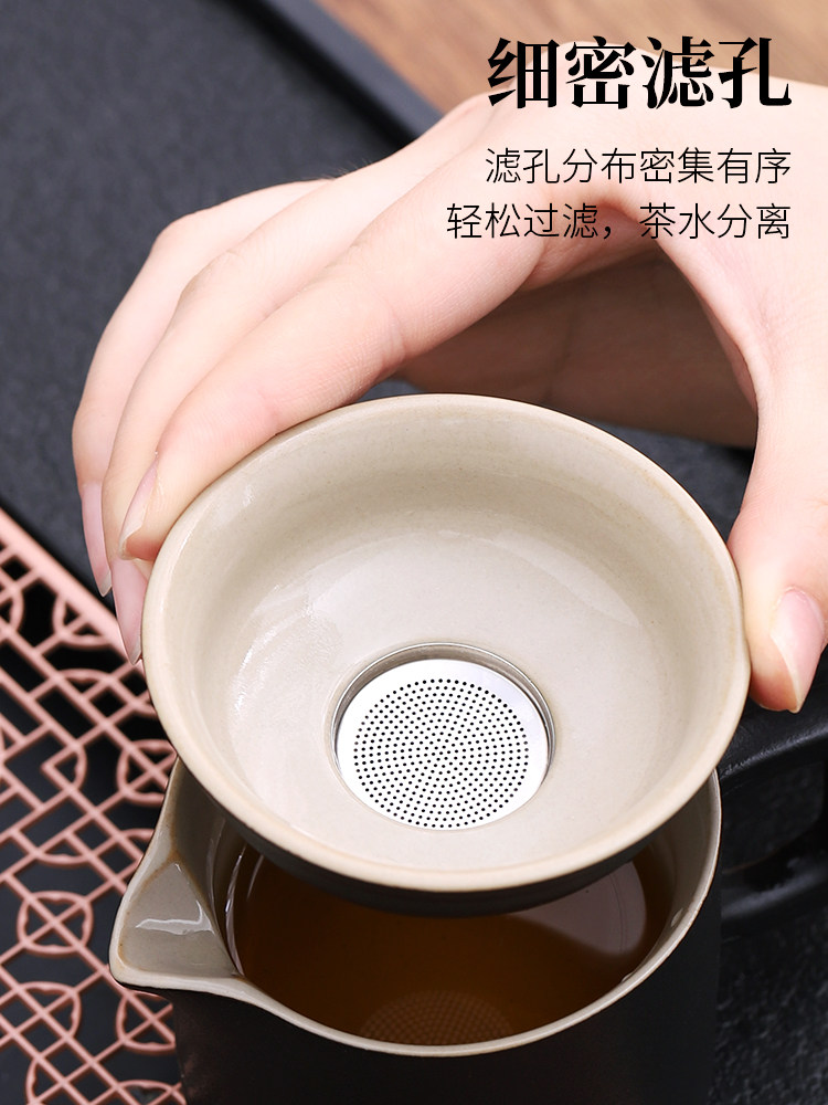 Black Pottery Japanese-Style Kung Fu Tea Set, 2025 New Model, High-End Luxury for Home and Office Tea Drinking Set