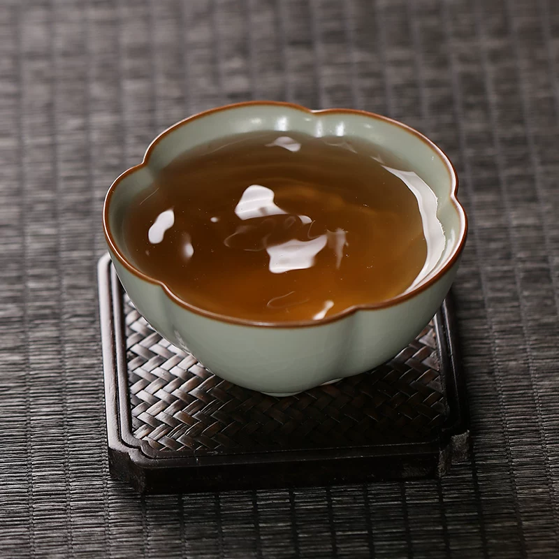 凌胜 [陶瓷汝窑开片主人单杯子可养功夫茶碗单个家用盏杯品茗斗笠杯]