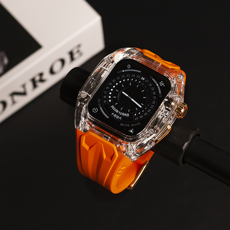Suitable for Applewatch11 Transparent Apple Watch Protective Case Cover S10/98 Modified Glacier Classy Integrated Watch Strap