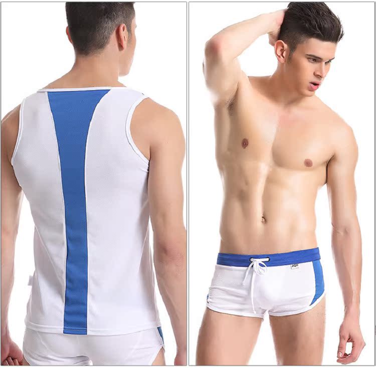 Bộ đồ thể thao cotton nam vest hai điểm quần short hai áo tắm mùa hè mặc trong nhà giản dị tích hợp túi - Thể thao sau bộ thể thao adidas