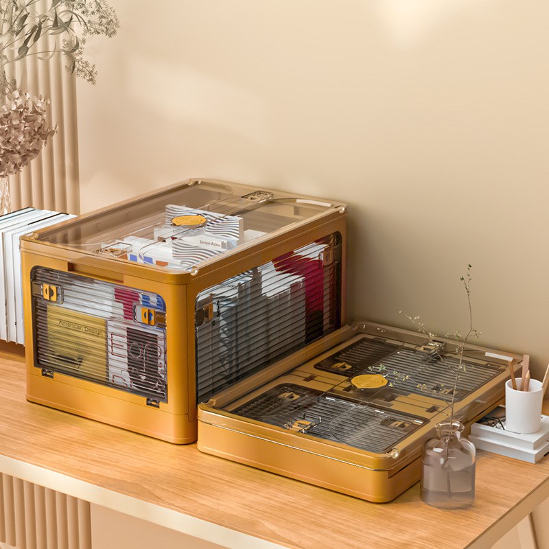 Storage box large clothes quilt toys transparent folding