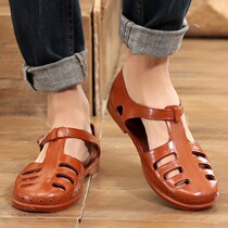 Vintage sandals nostalgic classic plastic men vintage plastic non-slip soft bottom wear-resistant waterproof driver prison shoes