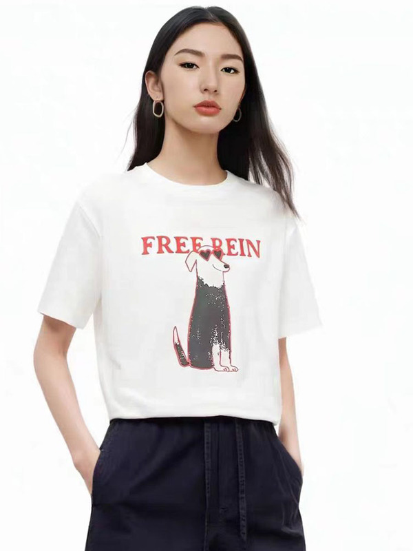 Authentic Short-Sleeved T-Shirt 2026 Spring New Product 5A Antibacterial and Anti-Mite Cotton Loose-Fitting Cute Pet Print Mbf1Teet23