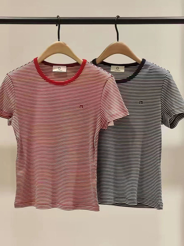 [a Series] Authentic Striped T-Shirt 2026 Autumn New Product Stretchy Long-Staple Cotton Striped Mbf3Tee009