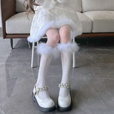 taobao agent Fairy pure desire, feathers, lace calf socks, cute Lolita girl soft girl pile of socks hollow in socks thin