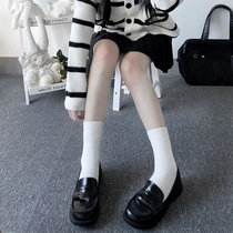 Basic Joker Pure Color Stack Socks Japanese jk students in socks Korean ins flanging long socks black and white cotton socks