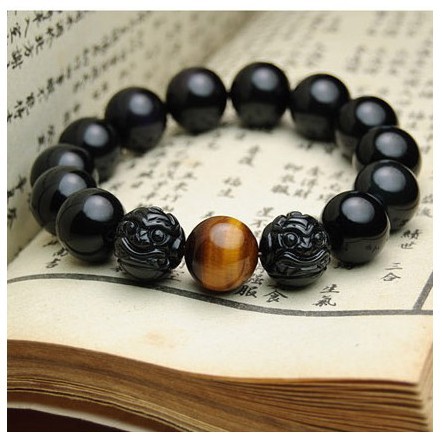 Palace Concubine Amulet Ji Cai Yinglu Transfer Wheel Hand Rope Obsidian Double Pixiu Transfer Bead Hand Gifts for Men and Women