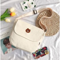 ins canvas bag female student Korean crossbody shoulder small square bag small bag female big bag