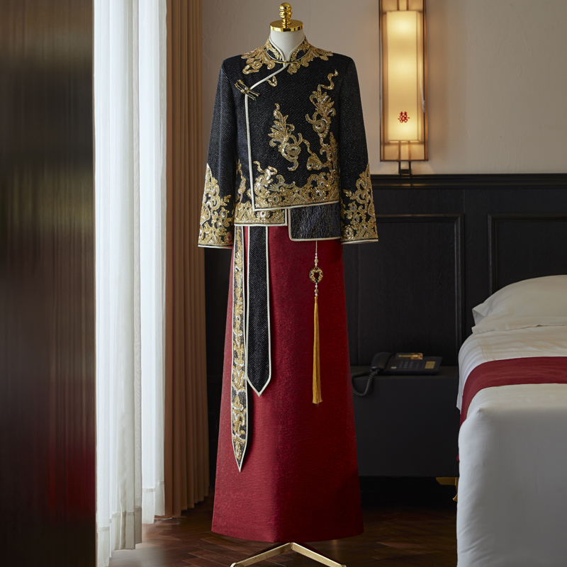 New Men's Tang Suit Chinese-Style Xiuhe Suit Groom's Toast and Wedding Attire Chinese-Style Wedding Dress Large Size Dragon and Phoenix Robe