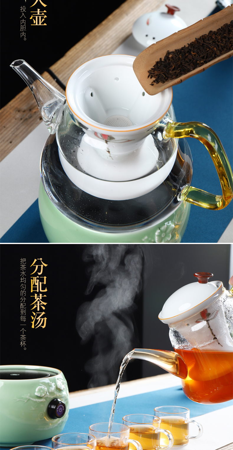 Have the automatic boiling tea machine steam electric TaoLu heat - resistant glass tea stove side of white tea and black tea pot of household