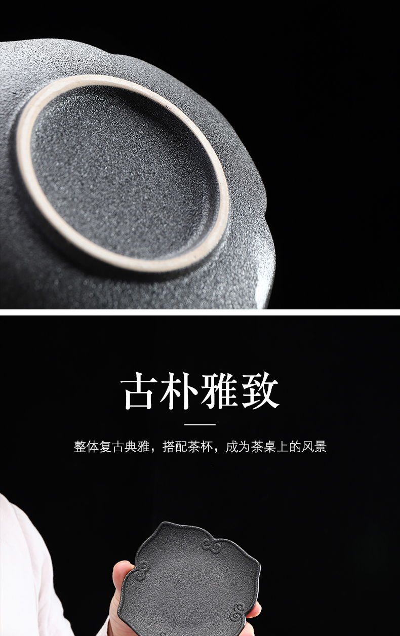 Have ancient coasters tea ceramic coarse pottery cup heat insulation cup mat household contracted kung fu tea tea accessories