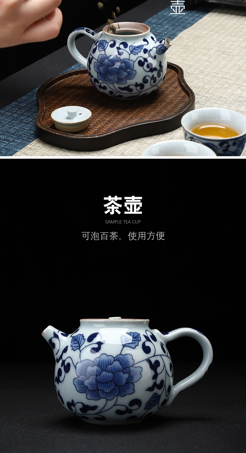 Have a pot of ancient crack cup travel three cups of tea sets car is suing portable bag with ceramic teapot