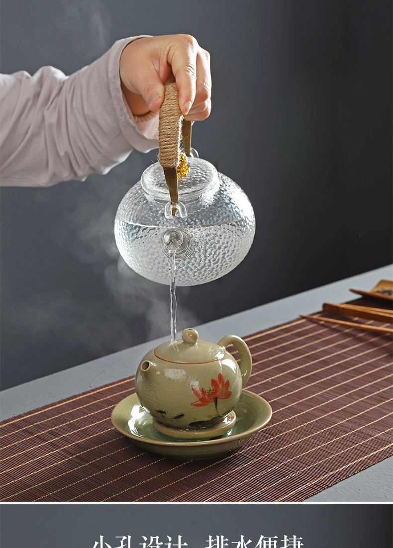 Have the ancient pot bearing hand the up ceramic tea set of the kung fu tea tea accessories dry tea pot pad teapot tray