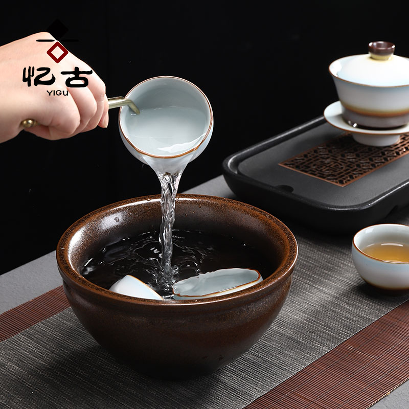 Have the ancient tea wash to wash large gold creative household washing water jar ware ceramic cups kung fu tea accessories