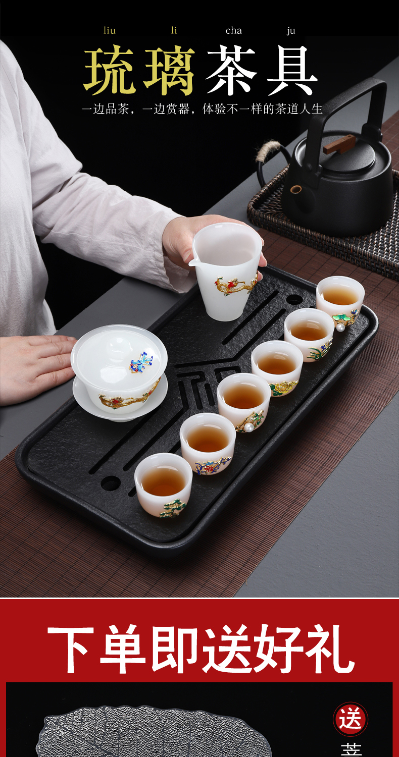 Have the coloured glaze kung fu tea set household contracted and I tureen tea jade porcelain ceramics gift boxes