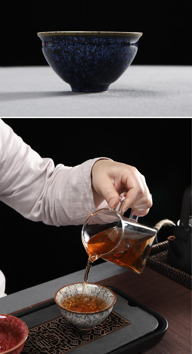 Have ancient up becomes kung fu tea cups of household ceramic sample tea cup cup temmoku individual build master cup five lines of CPU