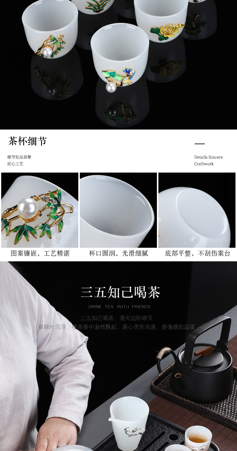 Have the coloured glaze kung fu tea set household contracted and I tureen tea jade porcelain ceramics gift boxes