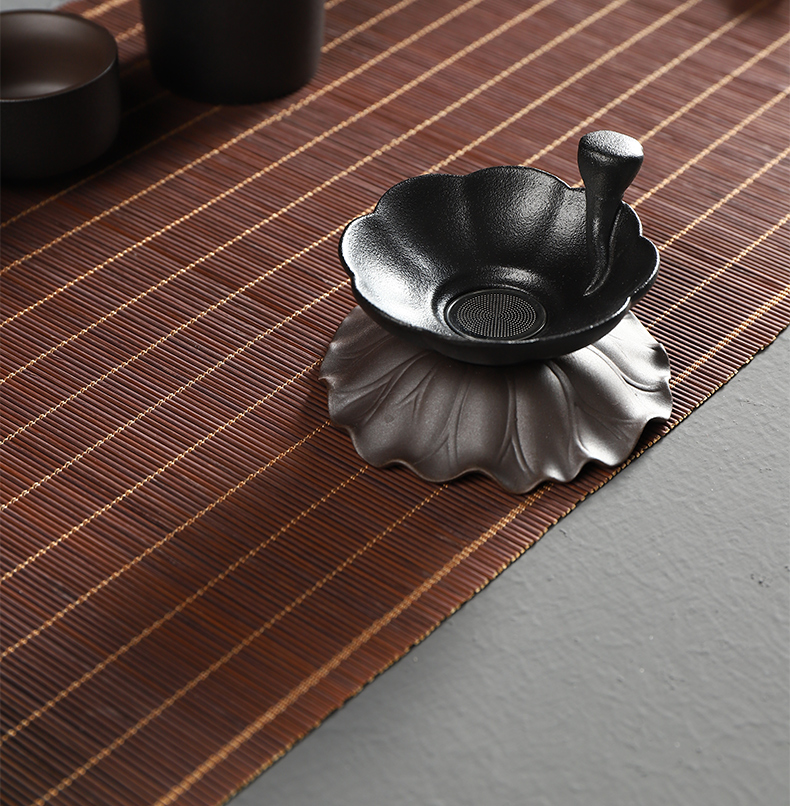 Have the ancient black pottery) ceramic tea set home office filter tea filter good tea accessories