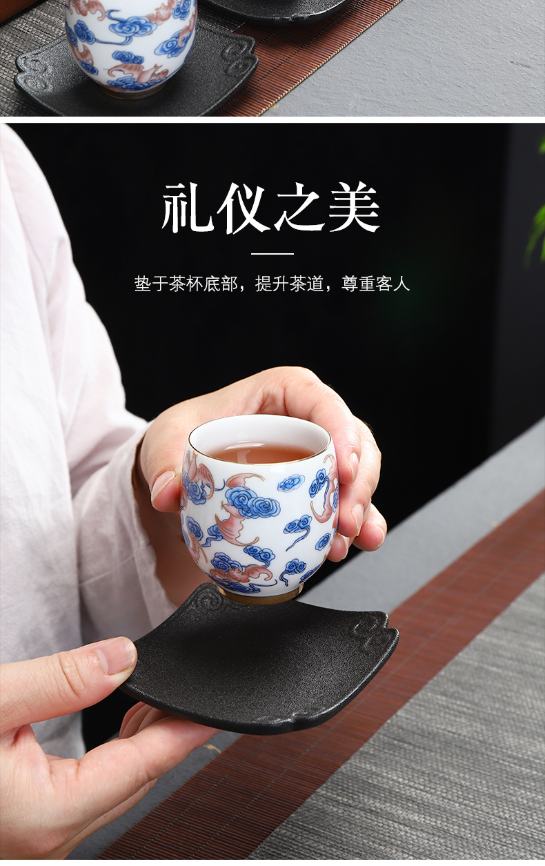 Have ancient coasters tea ceramic coarse pottery cup heat insulation cup mat household contracted kung fu tea tea accessories