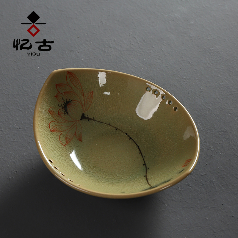 Have ancient compote kung fu tea set ceramic sitting room office creative receive dish hand - made the up furnishing articles tea tea table
