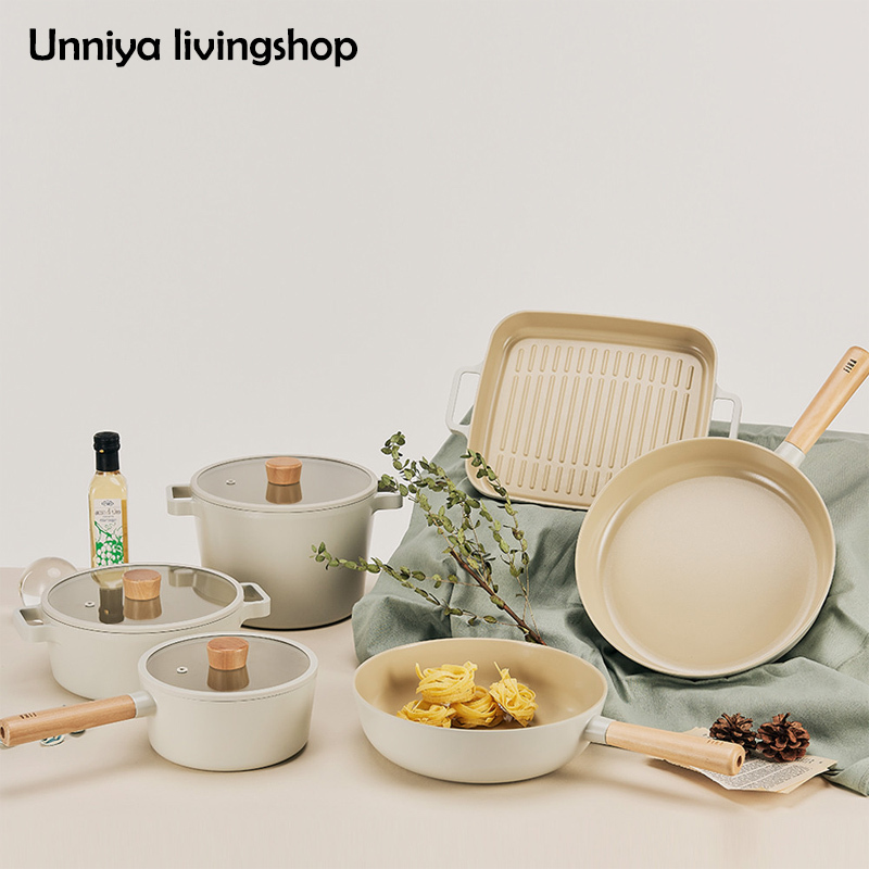 Fika Pot Korean Imported Neoflam Pot White Moonlight Pot Ceramic Coating Non-Stick Pot Baby Food Pot for Home Use