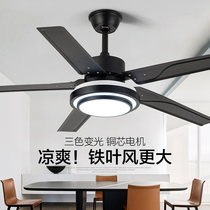 Dyson ceiling fan lamp Restaurant lampless electric fan Cafe Hotel Iron leaf Living room Bedroom Modern industrial fan lamp