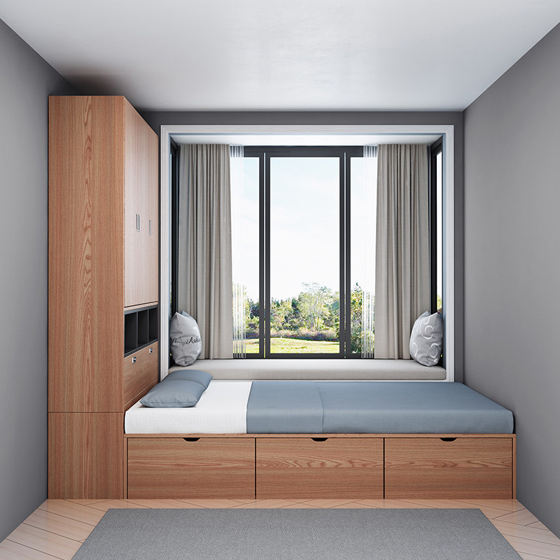 Tatami bed wardrobe one-piece modern minimalist single beds Small family type loft beds 1 35 m Contained Bed Containing Bed