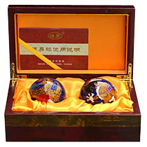 Baoding iron ball fitness hand health ball handball cloisonné ball dragon and phoenix in auspiciousness Tai Chi longevity peony river picture