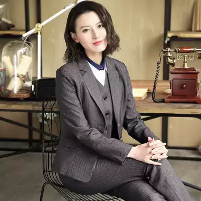 Striped suit suit suit women's suit business dress interview suit OL long sleeve professional suit spring and autumn