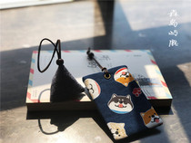  2-piece wind cloth bus card cover Bank card storage bag Simple student meal card wallet Japanese Shiba Inu