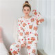 Autumn and winter thickened flannel pajamas women's suit home clothes plus velvet cute long sleeves warm coral velvet large size