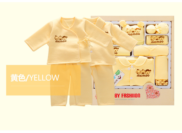 Hộp quà sơ sinh chải bông cotton quần áo cho bé quà trăng tròn 0-3-6 tháng mùa thu và mùa đông dày đồ cho trẻ sơ sinh