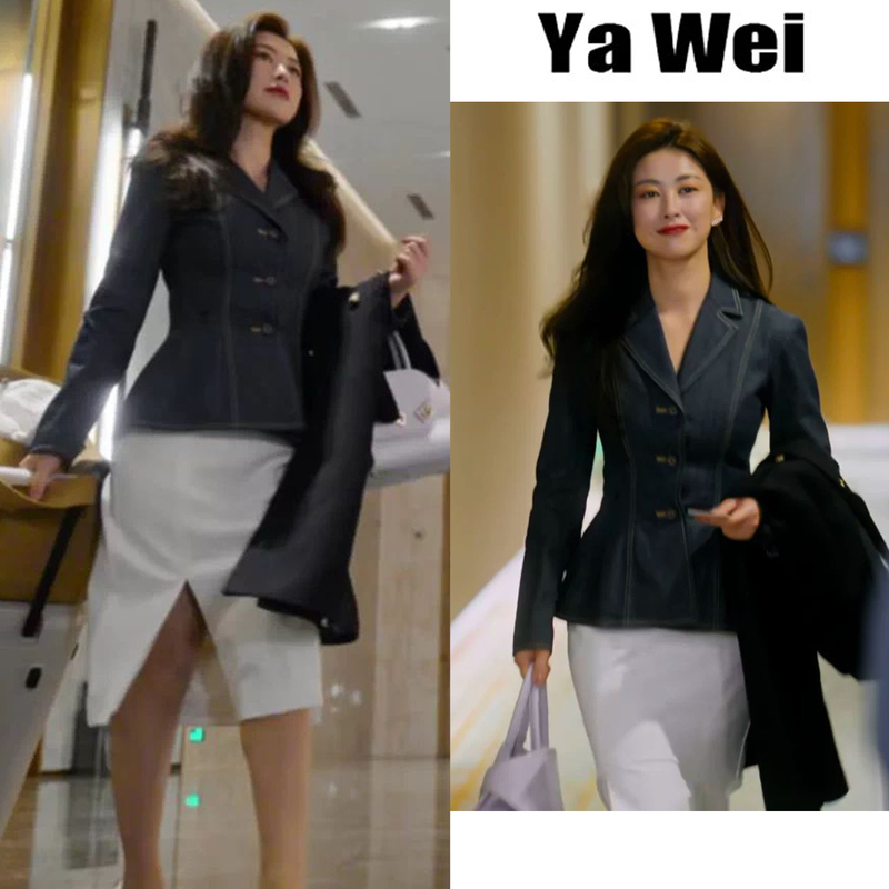 Honey Whisperer Zhu Zhu Xu Honey Whisperer Same Style Slim Denim Blazer for Women 2026 New Thin Small Suit Jacket