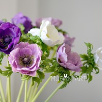European-style feel moisturizing anemone flower decoration flower decoration flower arrangement B & B hotel interior decoration flower arrangement