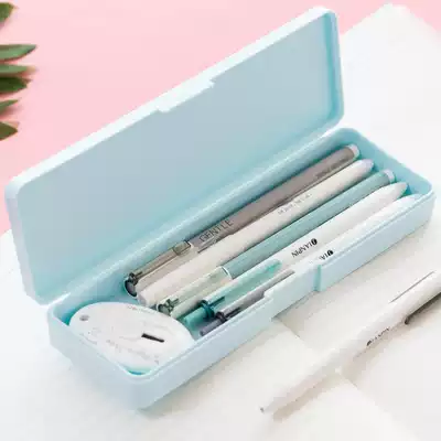 Deli simple pen box Korean male and female students cute stationery box College students Junior high school students Primary school students pencil bag storage niche original large-capacity senior pen bag Kindergarten net celebrity ins Japanese