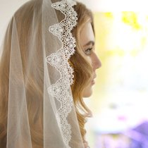 New retro lace head yarn female long bridal photo Props Son Ensemble Wedding Super Fairy Wedding head Veil Hair Accessories