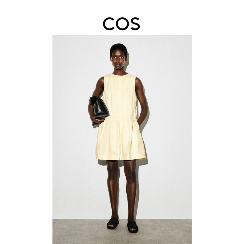 Cos Women's Standard Fit Linen Pleated Mini Dress 2026 Summer New Arrival 1336040002 Cos Women's Standard Fit Linen Pleated Mini Dress 2026 Summer New Arrival 1336040002