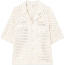 COS hommes habiller version décontractée col cubain tricot chemise blanche 2024 été nouveau produit 1221789001