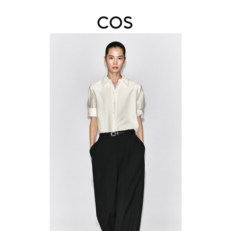 Cos Women's Standard Fit Lace Detail Shirt White 2026 Autumn New Arrival 1363838001 Cos Women's Standard Fit Lace Detail Shirt White 2026 Autumn New Arrival 1363838001