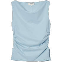 COS Womens Slim Fit Boat Neck Pleated Textured Vest Blue 2024 Summer New Product 1160630011