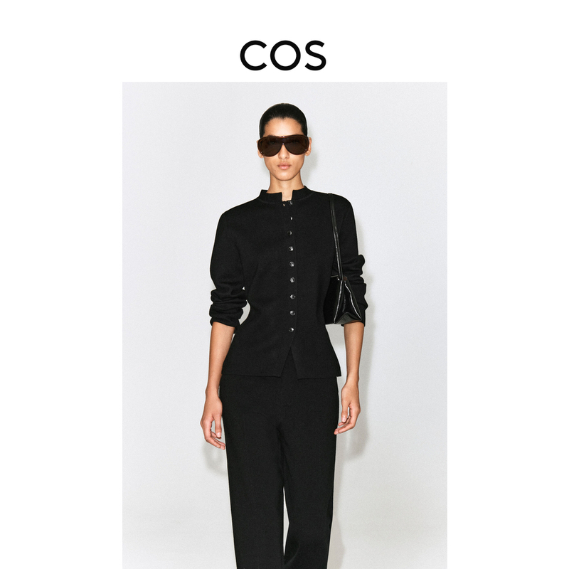Cos Women's Standard Fit Merino Wool Blend Cardigan Black 2026 Autumn New Arrival 1351375001