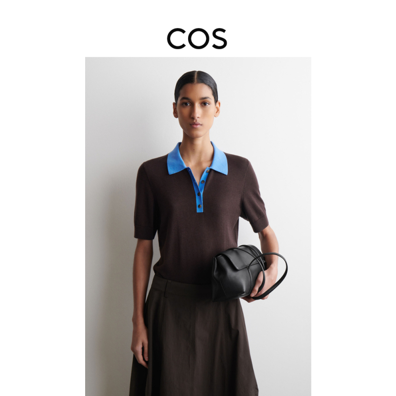 Cos Women's Standard Fit Polo Shirt Brown/Blue 2026 Spring New Product 1327184004 Cos Women's Standard Fit Polo Shirt Brown/Blue 2026 Spring New Product 1327184004
