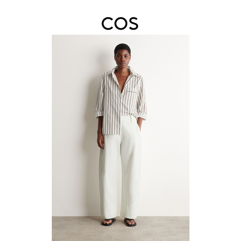 Cos Women's Standard Fit Denim Barrel Pants White 2026 Summer New Arrival 1337185001