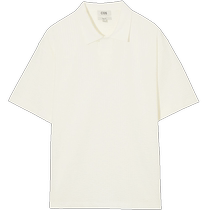 COS Mens Casual Fit Cuban Collar Seersucker POLO Shirt White 1152846004